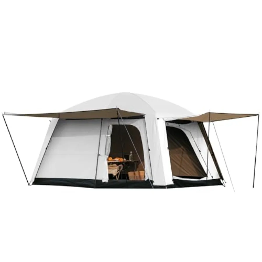 

Camping, Large Family Cabin Tents with Porch and Rainfly, Double Layer Waterproof Glamping Tent with 2 Rooms 2 Doors, Portable