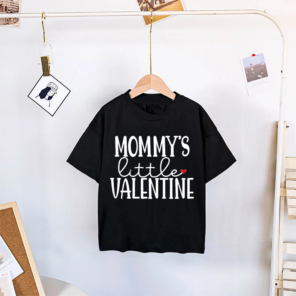 Mama's Little Valentine Kinder T-Shirt Valentinstag Jungen Tops Sommer Kurzarm Valentinstag T-Shirts Kinder Mode Shirt