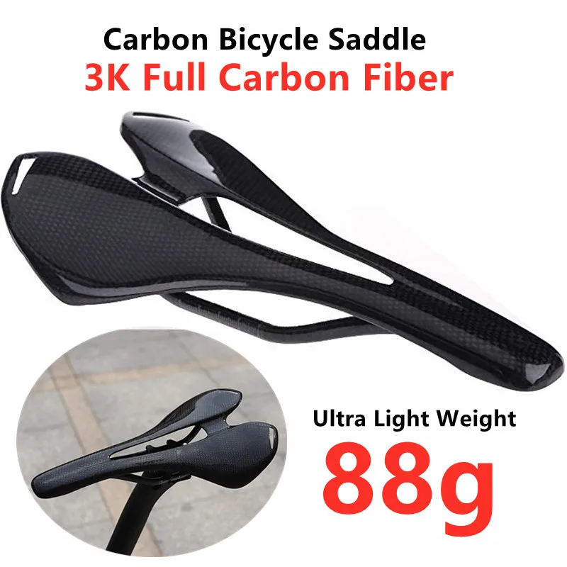 

New 88g 3K Full Carbon Bicycle Saddle Comfortable Ultra-Light Saddle MTB Saddle Racing Bicycle Bike Seat installation 270*143MM