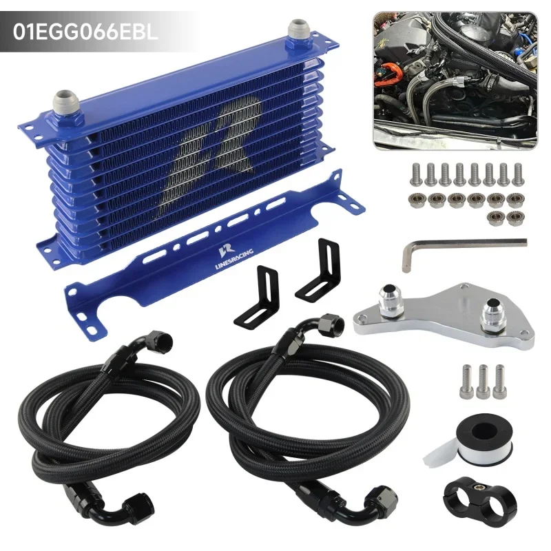 

Oil Cooler Kit Thermostat Adapter Blue/Black AN10 10 Rows Upgrade For N54/N55 135i 08-13 335xi 535i 740i E89 Z4 3.0L Aluminum