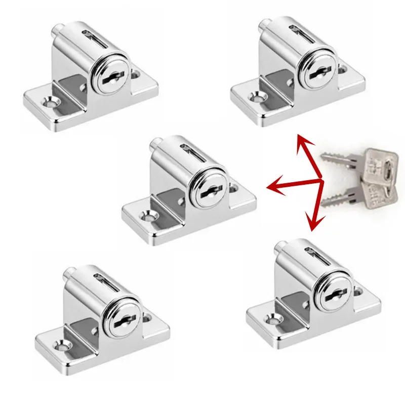 

5 Pcs Same Key Locks Zinc Sliding Window Patio Screw Door Locking Pin Push Child Safety Lock