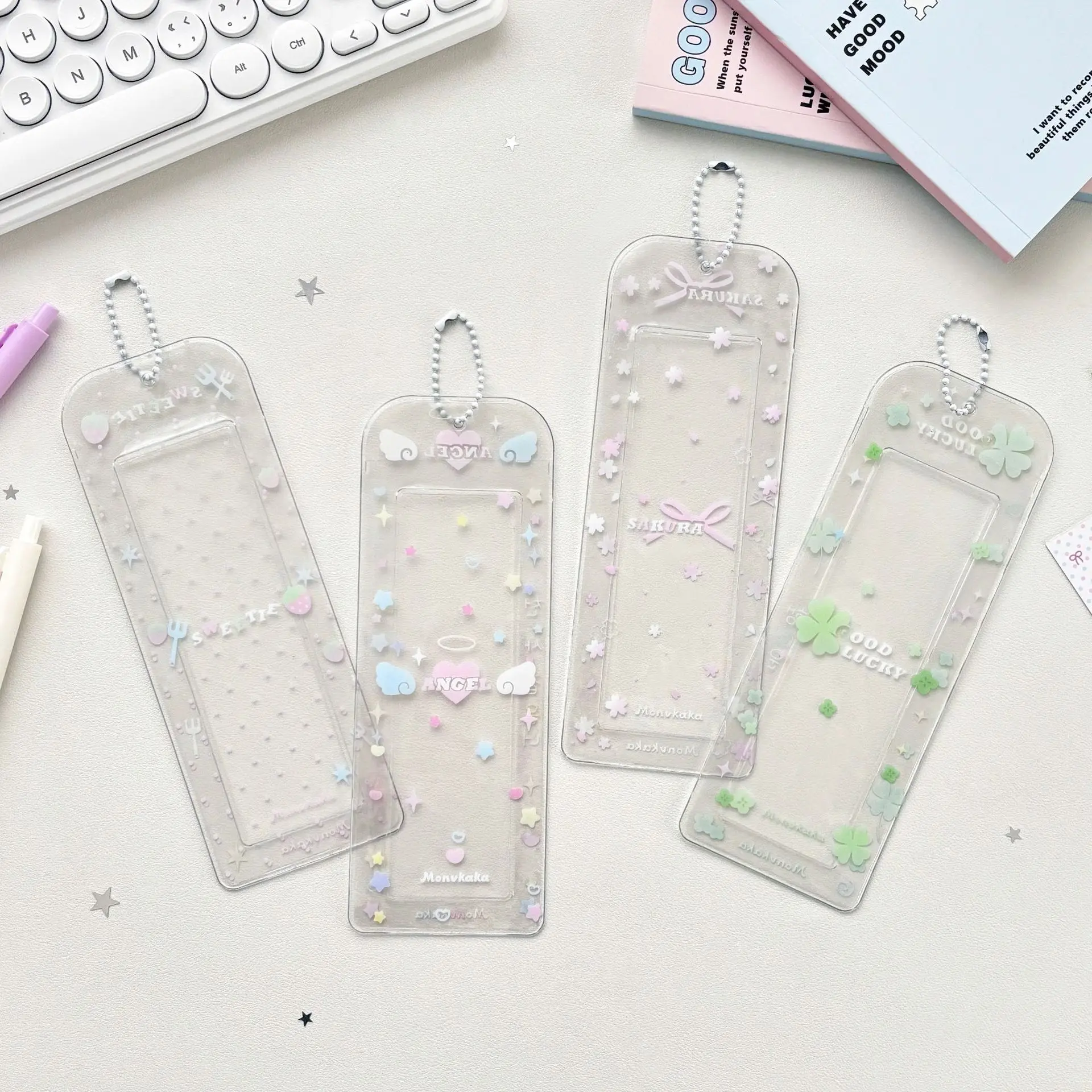 Niedlicher Polka-Dot-Kleeblatt Vertikaler Fotokartenhalter K-Pop Idol Karten Glitzer-Etui Life Vierfach-Kartenhülle – Detail 4