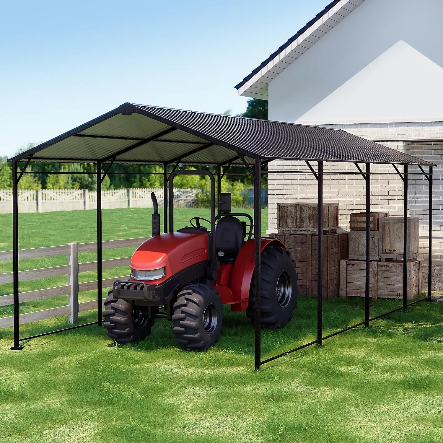 Heavy Duty Aluminum Carport Kit Waterproof Windproof Steel Shelter Frame Cover Assembly Storage