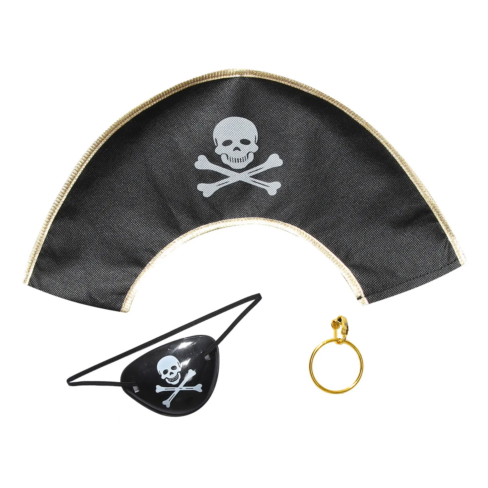 Disfraz de capitán Cosplay para niños, accesorios con estampado de Calavera, sombra de ojos, chaleco, sombrero, cinturón, conjunto de pendientes para cumpleaños con temática de pirata