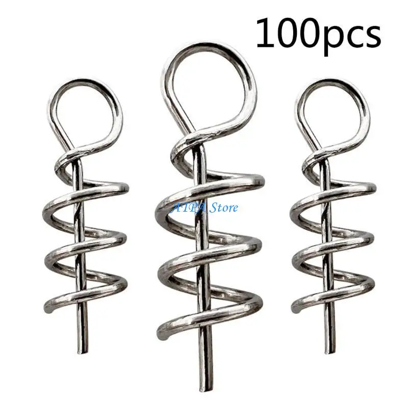 U13C 100Pcs Twisted-Lock Fishing Hooks Steel Spring Fishing Hook Steel Swivels Spring