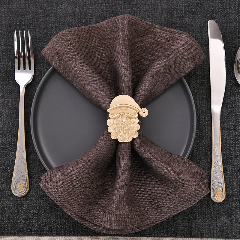 Weihnachts-Serviettenringe aus Legierung, Tischdekoration für Weihnachten, Serviettenringe mit Weihnachtsmann-Motiv, Cartoon-Avatar-Ringe für Hochzeit, Geburtstag, Abendessen-Dekoration – Detail 2