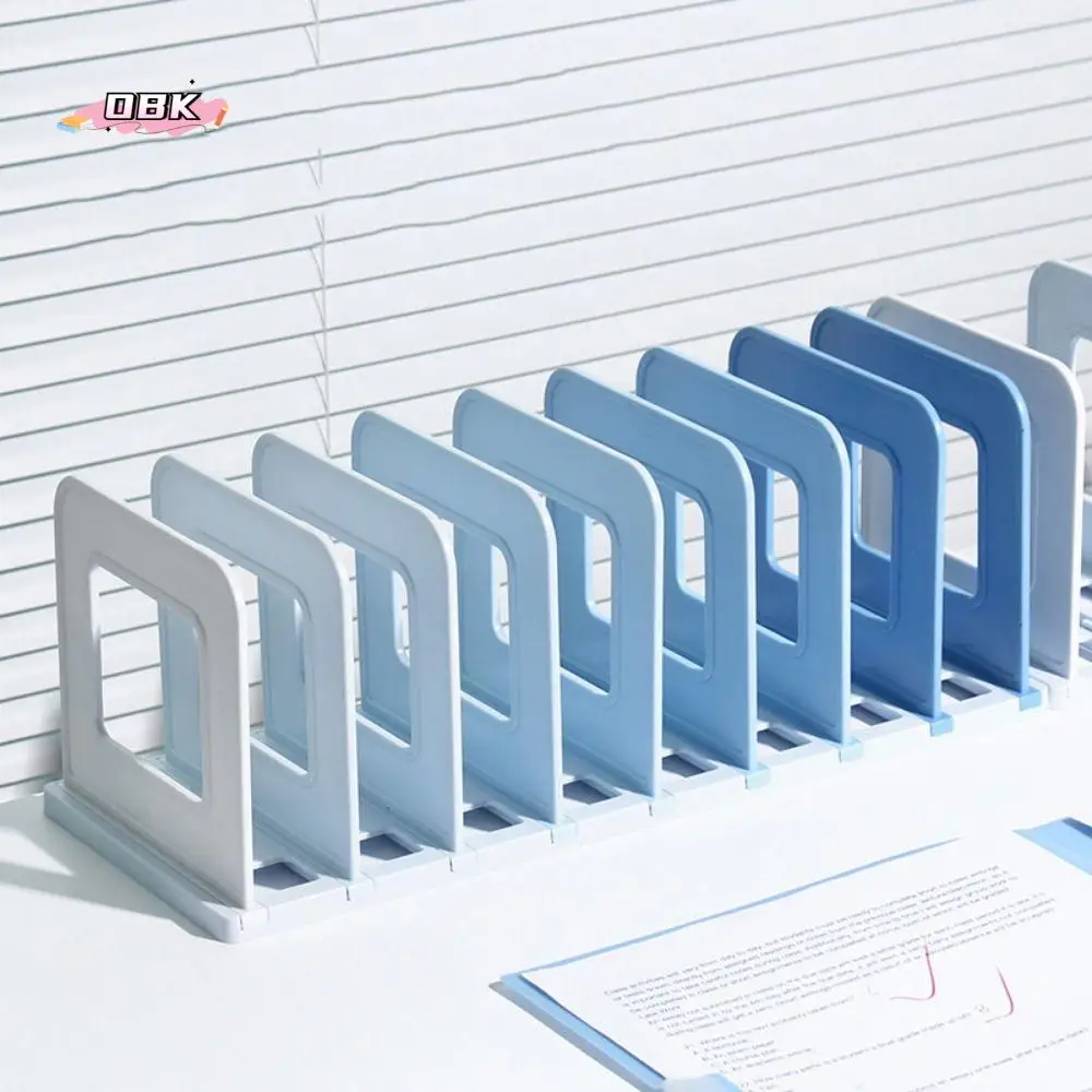 

Adjustable Detachable Bookends Dividers 8 Compartments Vertical Book Holder Easy To Install Gradient color Book Display Rack