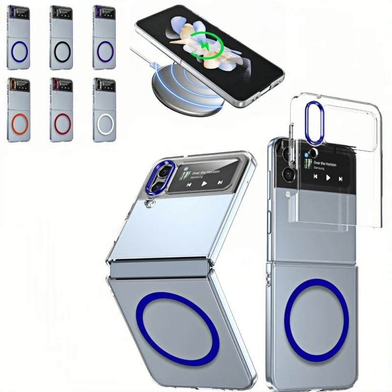 

Роскошный магнитный чехол для беспроводной зарядки Magsafe для Samsung Galaxy Z Flip 3, прозрачный чехол