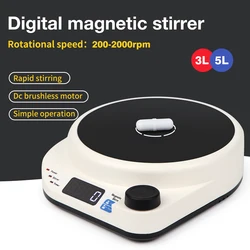 New Mini Magnetic Stirrer 2000rpm Knob Speed Control Stir Mixer Brushless Motor 3L 5L Portable Mixing Machine for Laboratory