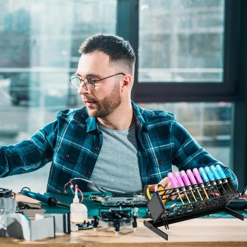 Space Saving Tool Holder Storage Rack For Screwdrivers Pliers Scissors Desktop Workshop Organization Durability Design M4YD