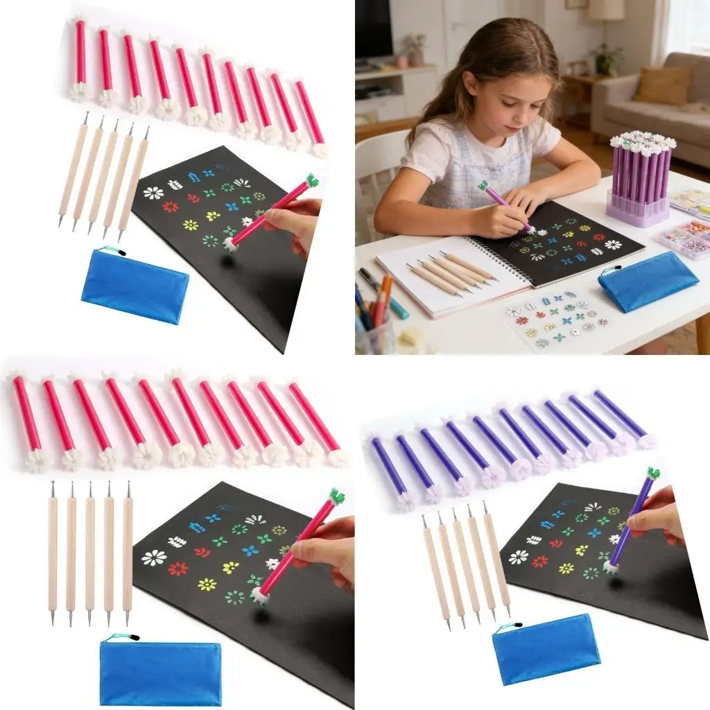 Colorful Floral Design Stamp Collection For Kids Arts And Crafts Projects Lightweight And Small For Home Or School Use  D2RC