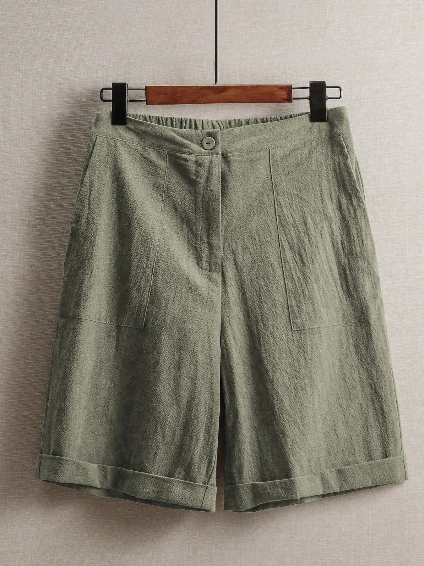 Sommerliche, leichte Damenhose mit fünf Taschen, weite, bequeme, gerade geschnittene Damenhose mit hoher Taille, modische Sport- und Freizeithose für den Außenbereich. – Detail 15