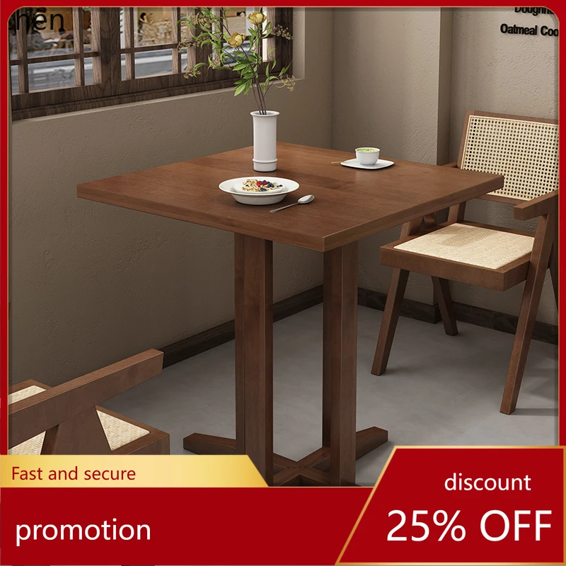 

CZ retro style solid wood negotiation table round sofa side few cafes bar commercial table