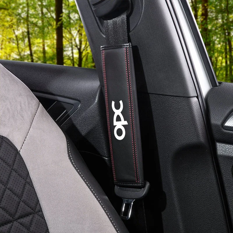 For Opel OPC Astra H G J Insignia Mokka Zaf 1pc Cowhide Car Interior Seat Belt Protector Cover for Opel OPC car Auto Accessories