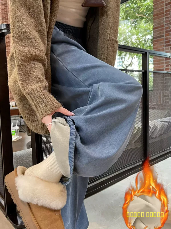 

Женские джинсы свободного кроя с подкладкой Fce, американские джинсы в стиле ретро, широкие брюки небольшого размера, прямые брюки для поездок на работу