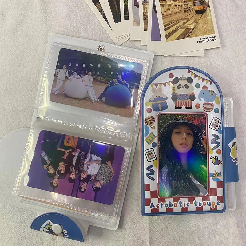 32 Pockets Cartoon Poker Collect Photo Card Pouch Style Album for 3 Inch Mini Handy Instax Card K-pop Star Album with Button