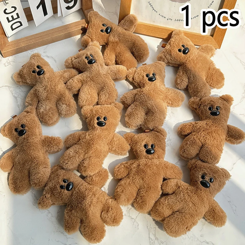 1Pcs DIY High Beauty Small Bean Teddy Bear Soft Stuffed Plush Doll Toy Keychain Kids Women Bag Pendent Accessories Birthday Gift