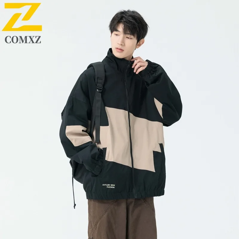 

COMXZ Men Baseball Uniform Loose Classic Preppy Autumn Loose Trendy Jogger Leisure Lightweight Rider Jacket Handsome Jacket