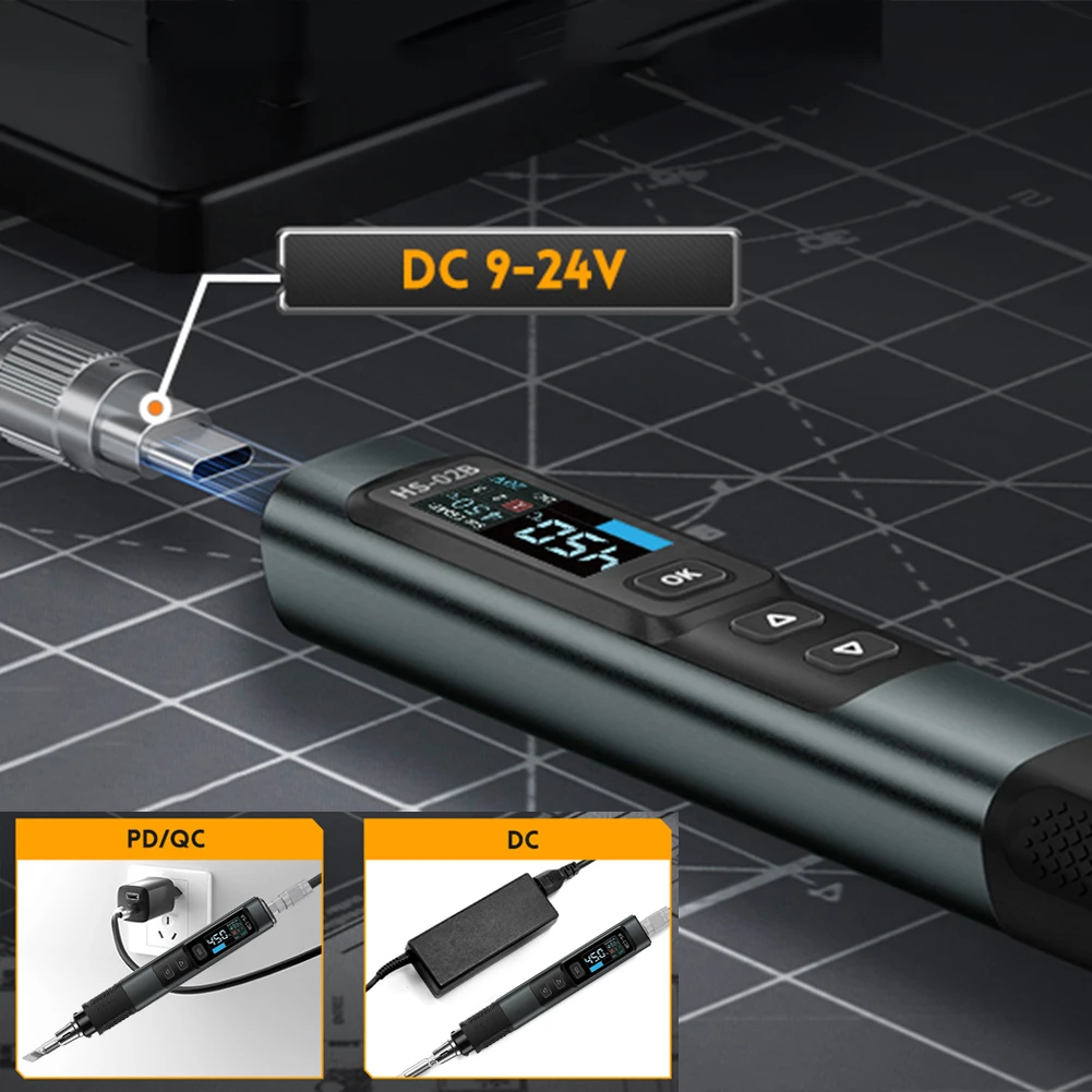 For FNIRSI HS02B Electric Soldering Iron PD 100W Constant Temperature Kit with ESD Protection and Preset Temperature