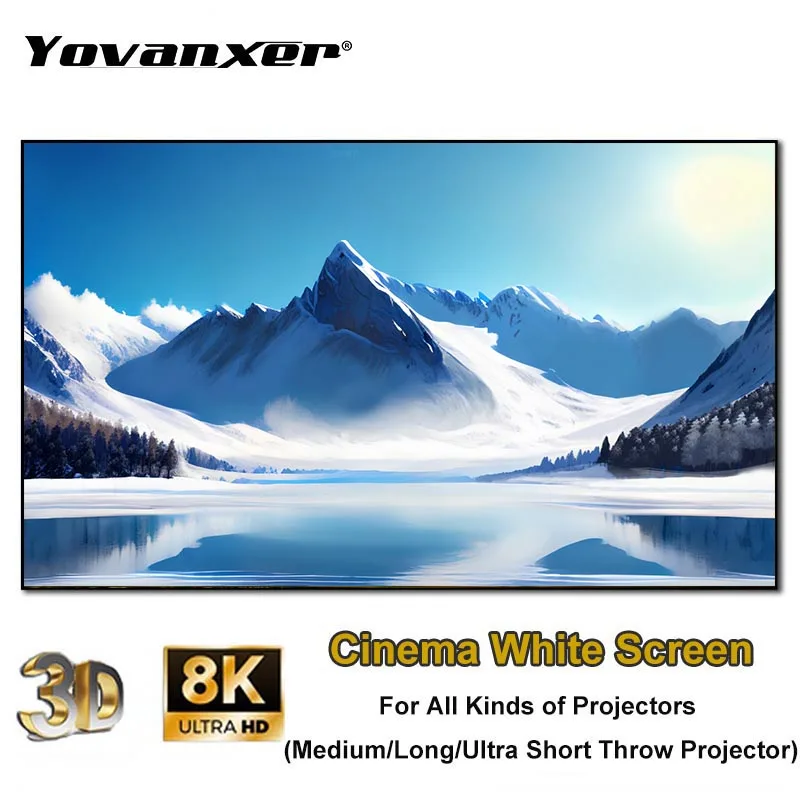 100 Inch Cinema White Projector Screen 1cm Ultra Narrow Bezel  Fixed Frame Projection Screens For All Kinds of Projectors