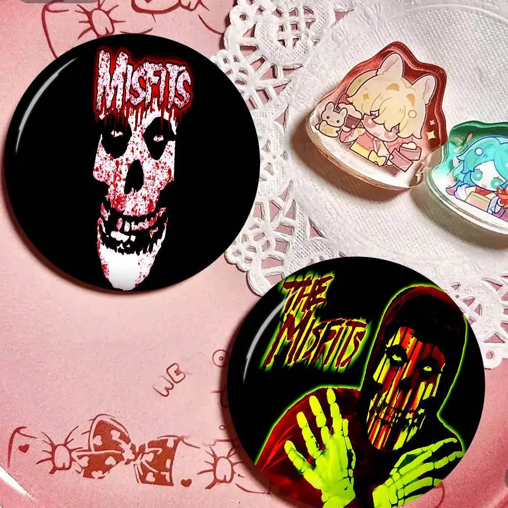 Classic Punk Band M-Misfits New  Brooches Soft Button Pin Funny Silly Gnarpy on A Skateboard Meme Badge Gamer Collection Gifts