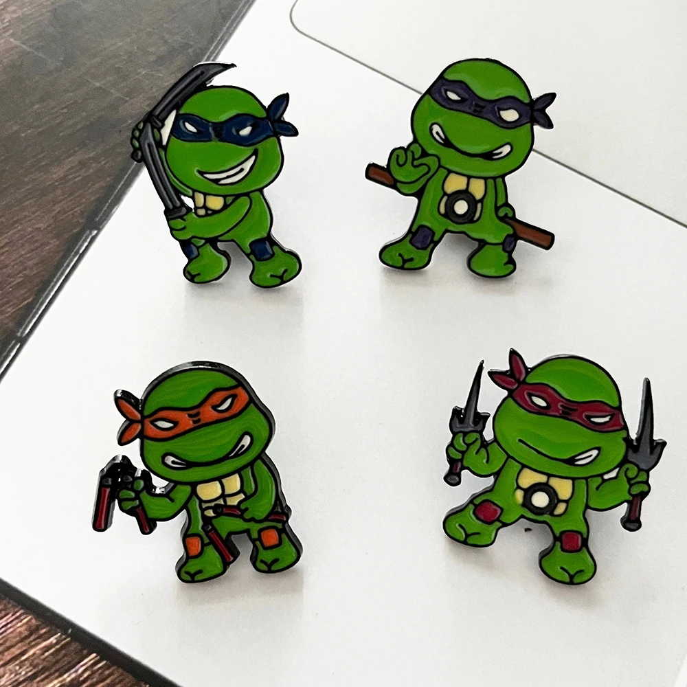 4 Stück Niedliche Anime-Emaille-Pins Lustige Schildkröten-Emaille-Anstecknadel Abzeichen Schmuck Geschenk für Fans – Detail 5