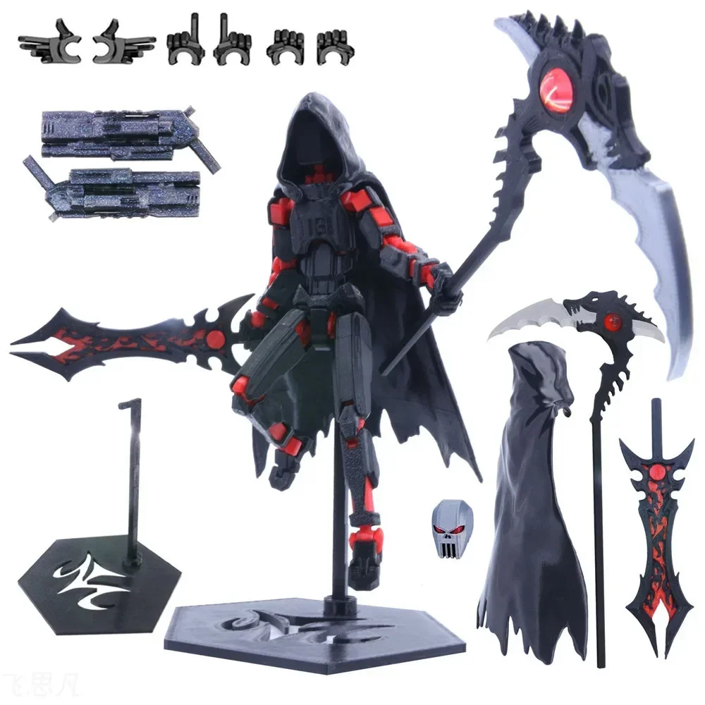 3D Printing Doll Model Black Cape Scythe Shinigami Goku Shinigami Swordsman Multi-joint Movable Small Model Toys