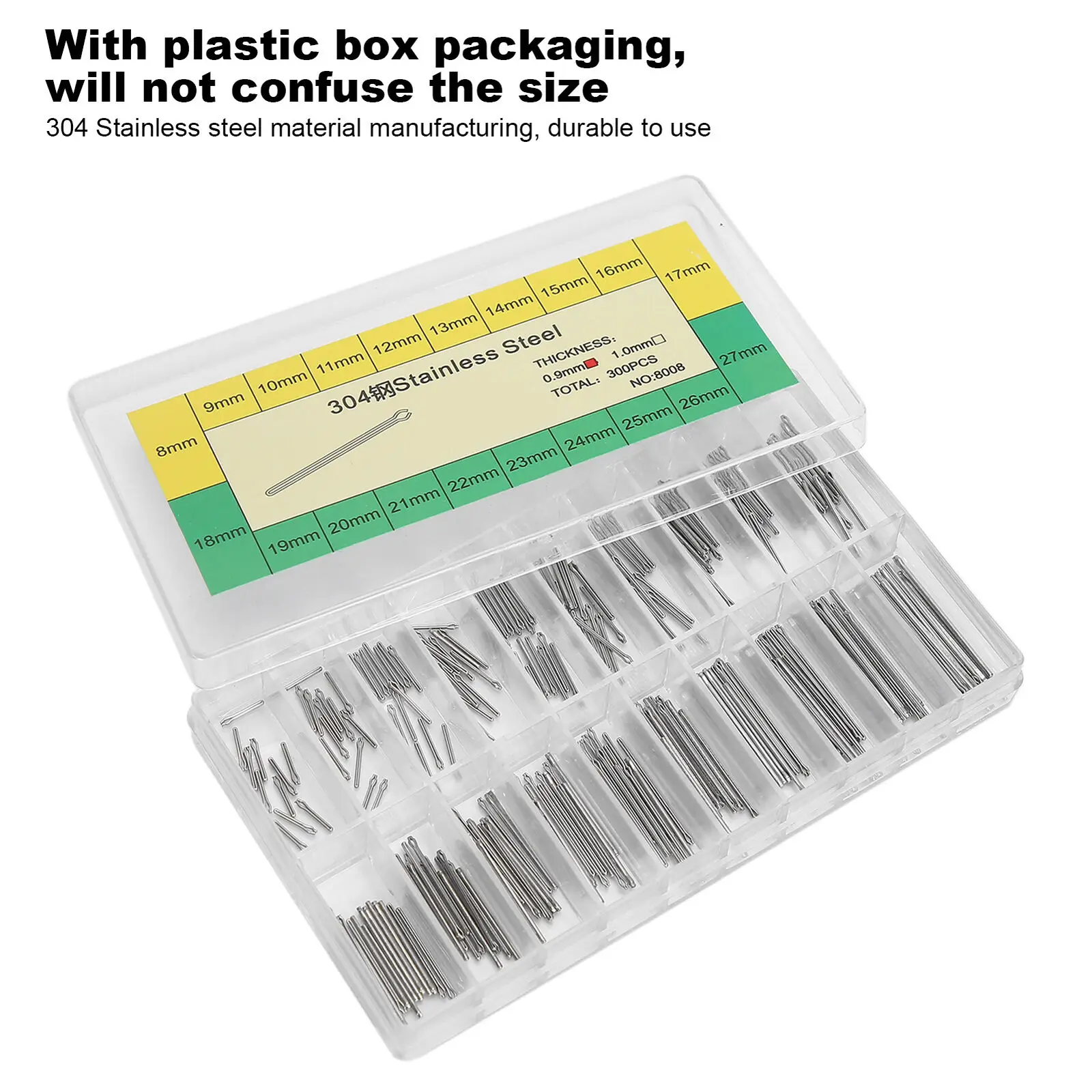 300Pack 0.9/1.0mm Stainless Steel Watch Bracelet Link Split Pins 8-27mm Assorted Watch Repair Tool For Watchmaker