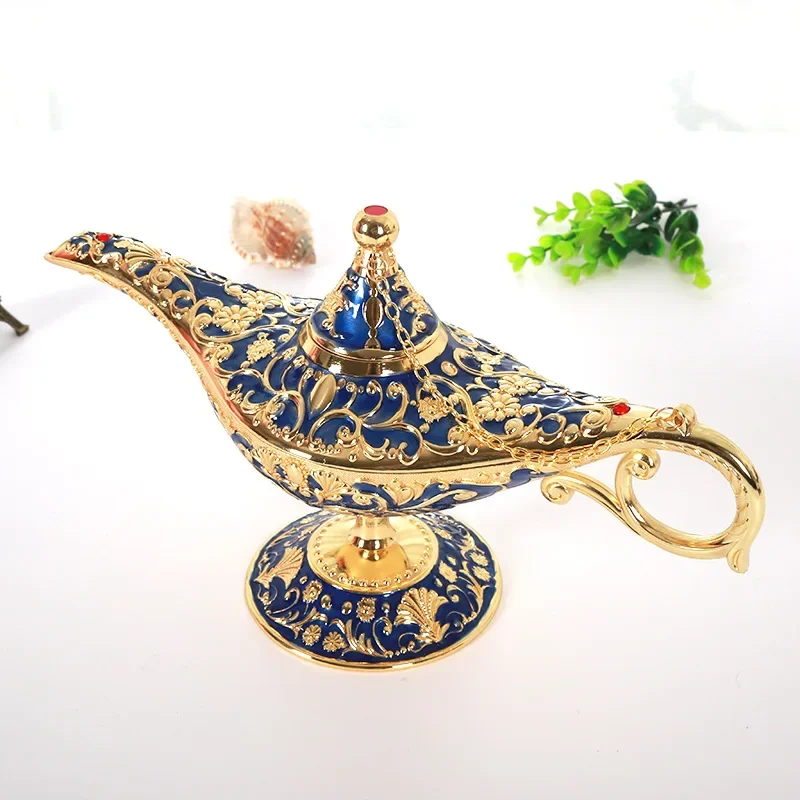 Legendary Aladdin Lamp European Retro Magic Genie Wishing Lamp Table Decoration Metal Crafts Wedding Party Home Decoration