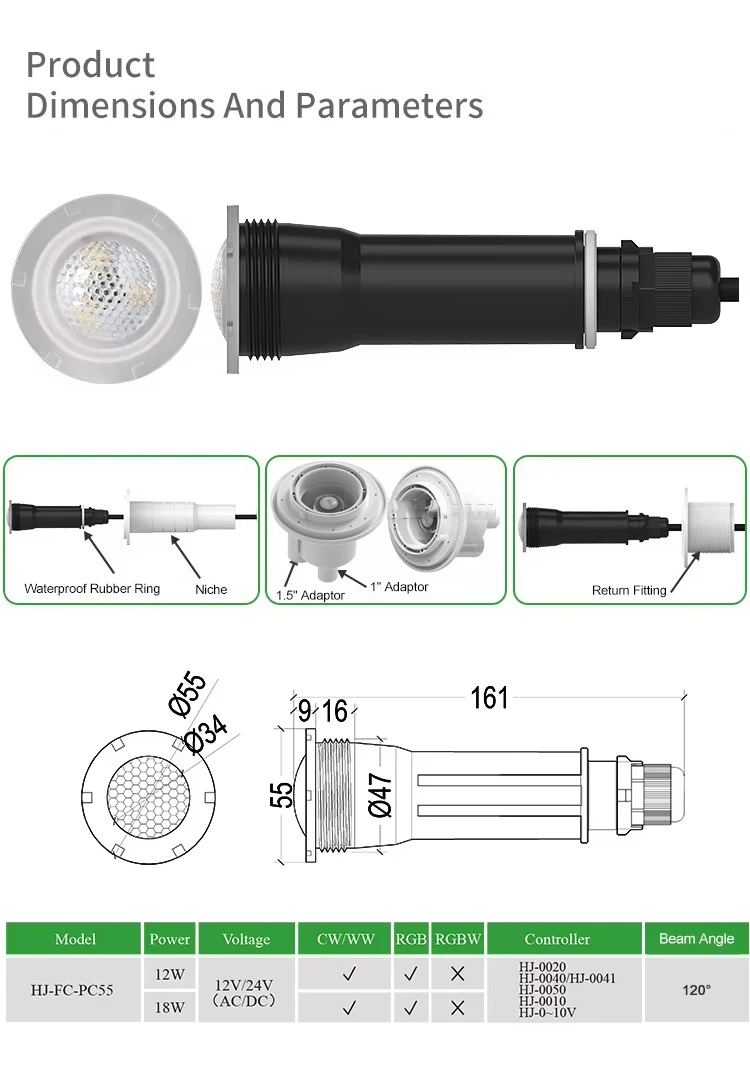 حار بيع استبدال ل Pentair Microbrite إضاءة حمام السباحة UV 365NM متعدد الألوان تغيير EC-620425 Nicheless LED 1.5 بركة ضوء