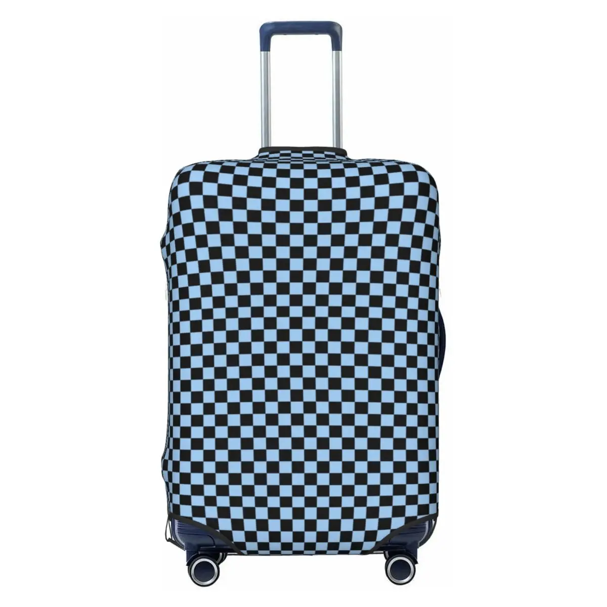 

Custom Black And Baby Blue Checkerboard Luggage Cover Protector Plaid Geometric Travel Suitcase Protective Cover for 18-32 Inch