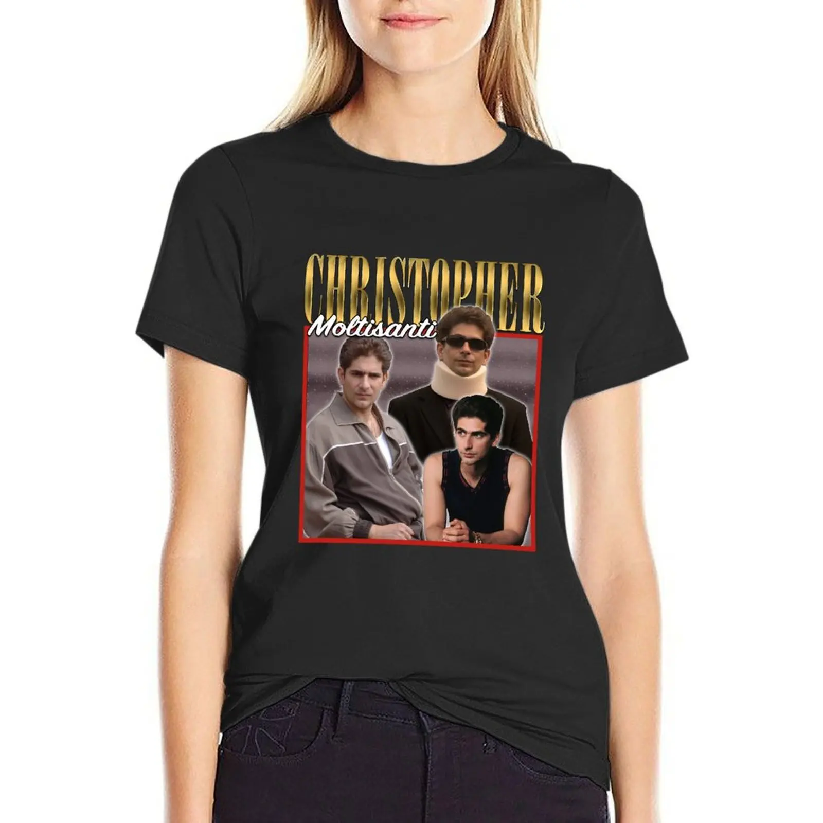 

Christopher Moltisanti Homage Retro T-Shirt plus size tops lady clothes plain t shirts for Women