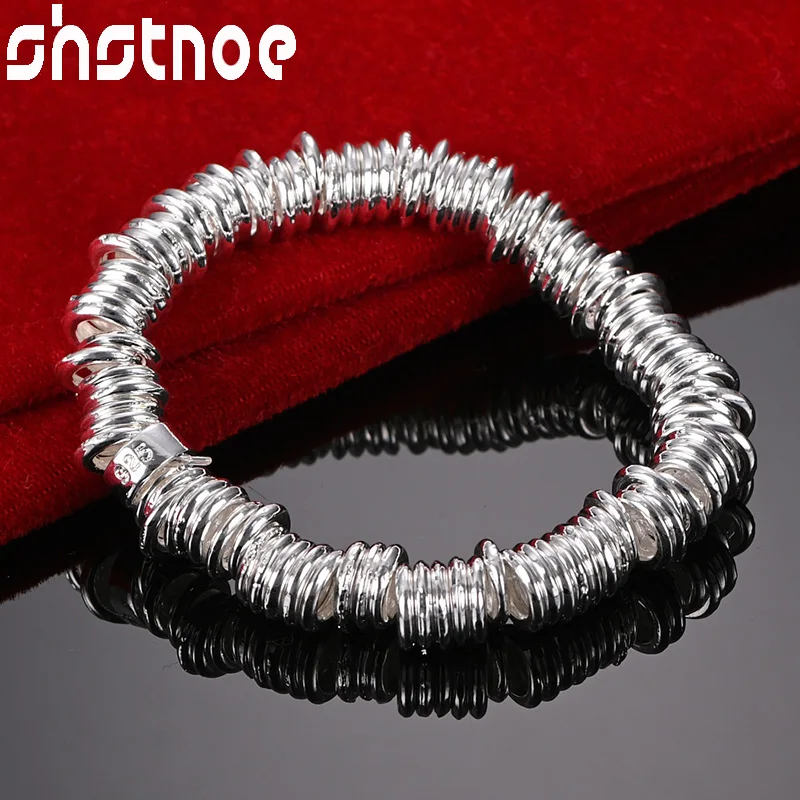 

SHSTONE 925 Sterling Silver Circle Chain Bracelets For Woman Wedding Lady Party Banquet Fashion Luxury Jewelry Birthday Gift