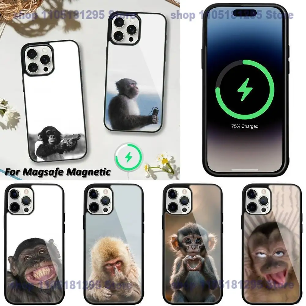 

Cute Funny Monkey Phone Case For iPhone 17,16,15,14,13,12,11,Plus,Pro,Max,Mini Magsafe Magnetic Wireless Charging