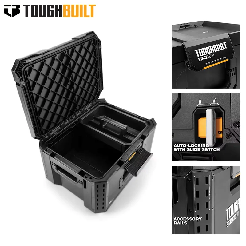 TOUGHBUILT Stacked toolbox, StackTech ™ Large combination tool storage box, tool accessory storage and organization TB-B1-B-50