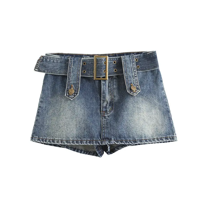 Women's Black A-Line Denim Shorts Skirt Y2K Gyaru Vintage Mini Cowboy Skirts Korean Style High Waist Jean Skirt for Women Summer