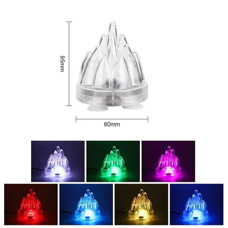 SIROKA Colorful LED Aquarium Air Stones IP68 Rated Changing Bubble Light with Sucker for Fish Tank