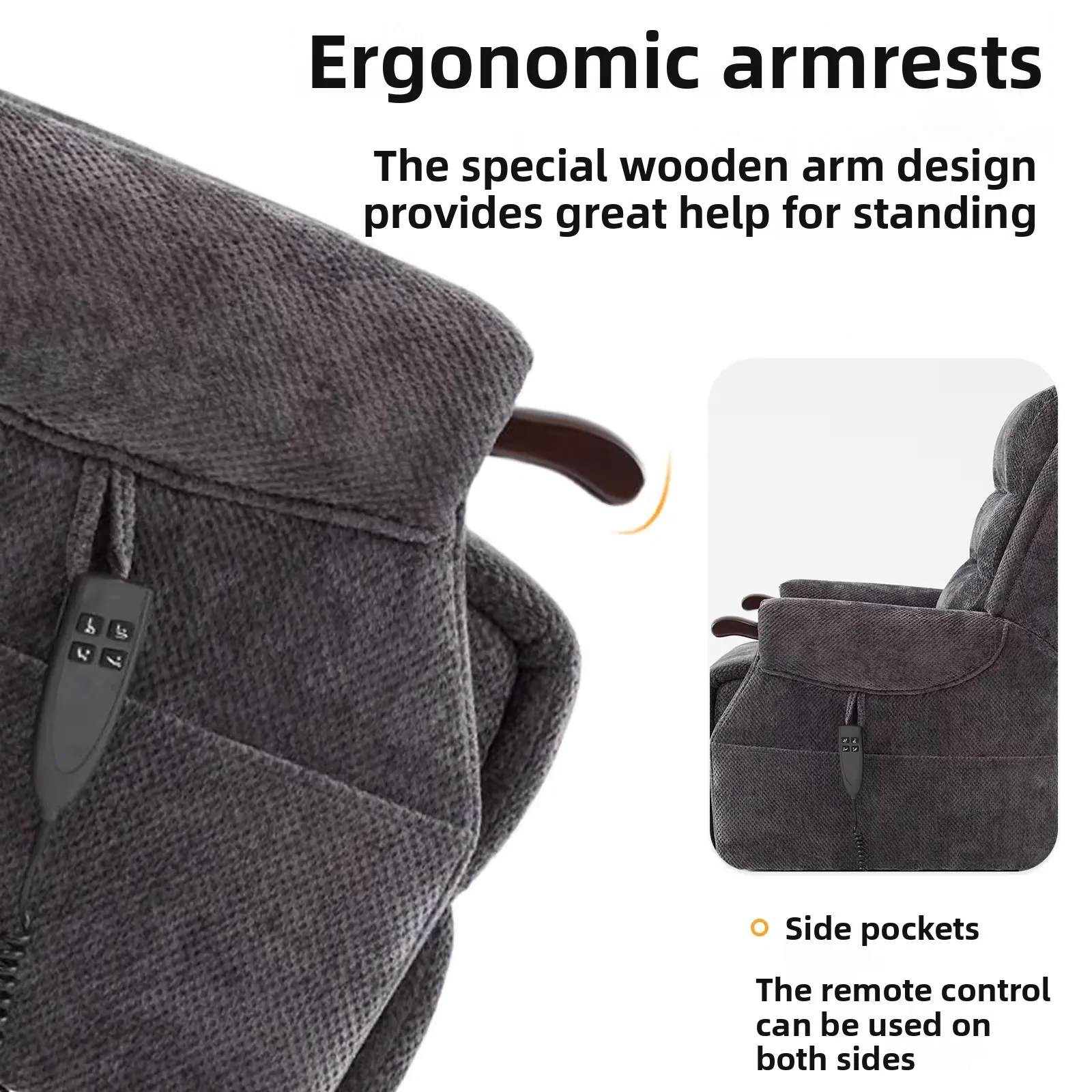 كرسي كرسي من القماش الحديث لكبار السن غرفة نوم المنزل أريكة كهربائية مقطعية وظيفة مستلق أريكة واحدة إسفنجة الشنيل #2