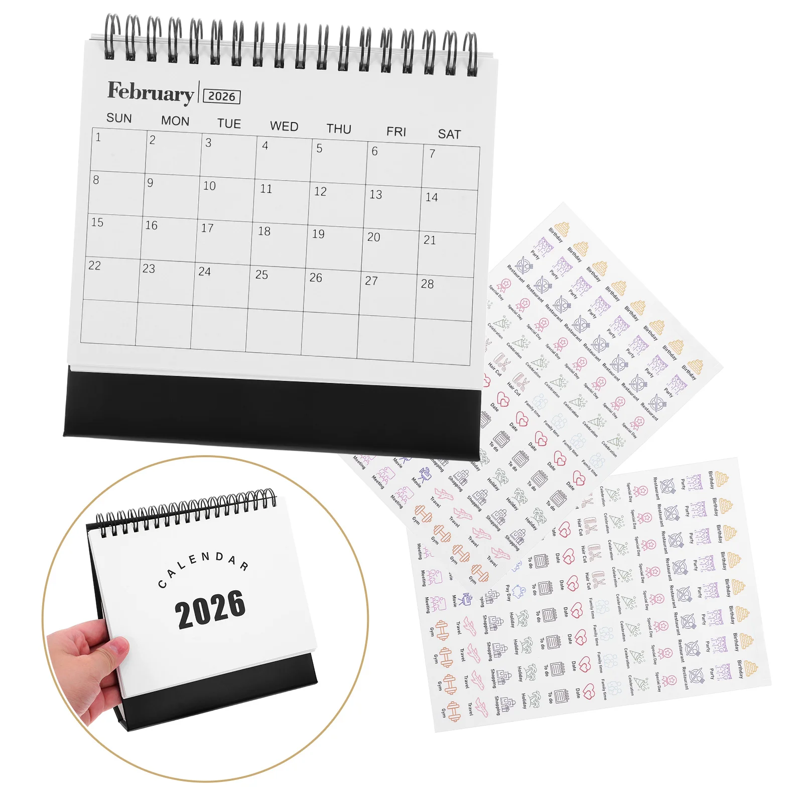 

2026 Desk Mini Table Calendar Foldable Stand Up Design Thick Paper No Ink Bleed Modern Decorative Date Planner For Home