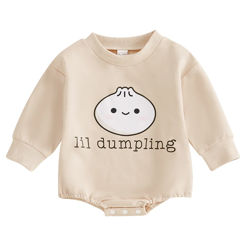 Toddler Baby Sweatshirt Romper Casual Dumpling Sprout Print Long Sleeve Jumpsuit for Newborn Girl Boy Cute Clothes