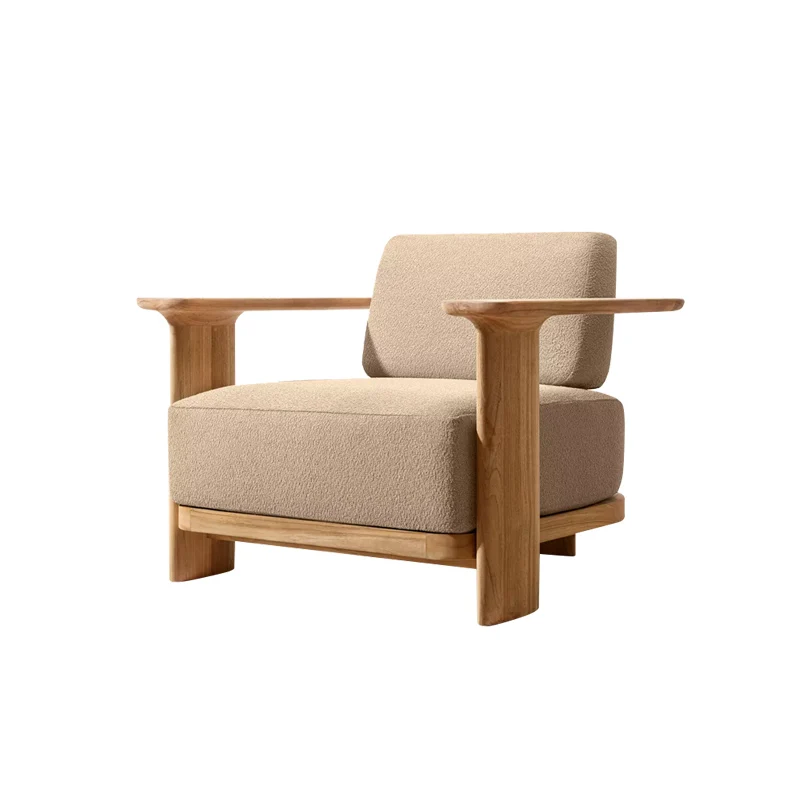 Teak Wood Outdoor Sofa Set, Eco-Friendly Durable Sectional Patio Furniture, Garden Villa Courtyard Seating