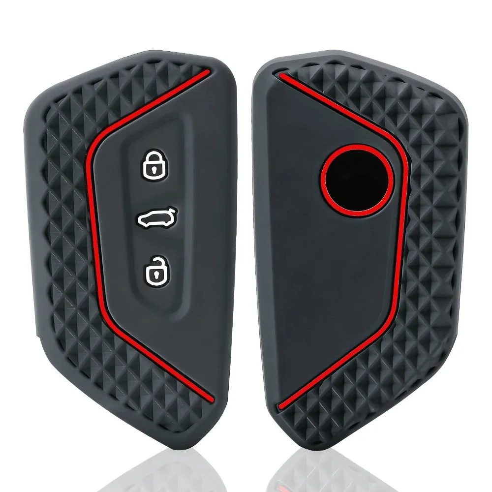 Silicone Car Fob Key Cover Case Accessories for VW Golf 8 GTI 2023 ID 4 Seat Leon Cupra Formentor Skoda Octavia A8 Mk8 2020-2022