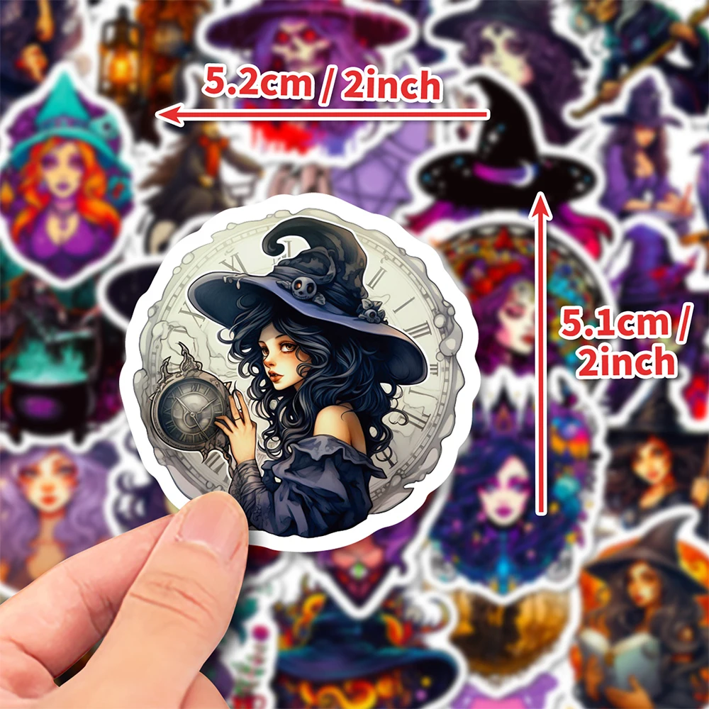 10/30/50pcs Gothic Magic Witch Cartoon Stickers Art Girls Graffiti Sticker for Laptop Skateboard Suitcase Phone Halloween Decals