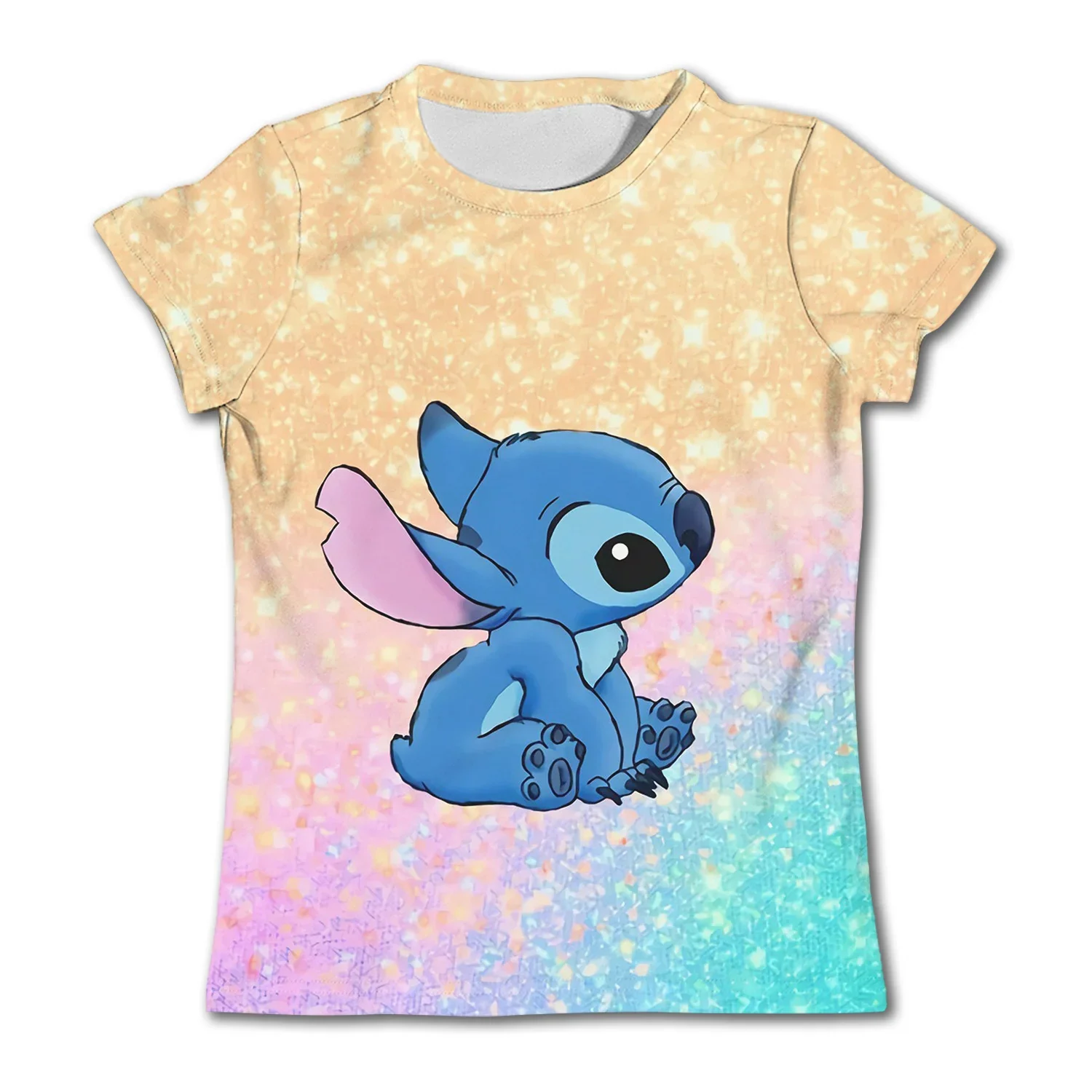 Stitch Boys T Shirts Yellow T-shirty dla dzieci Teen Girl Clothes Birthday Shirt Top T-SHIRT KID Tops Children 3-12 Year Old Girls