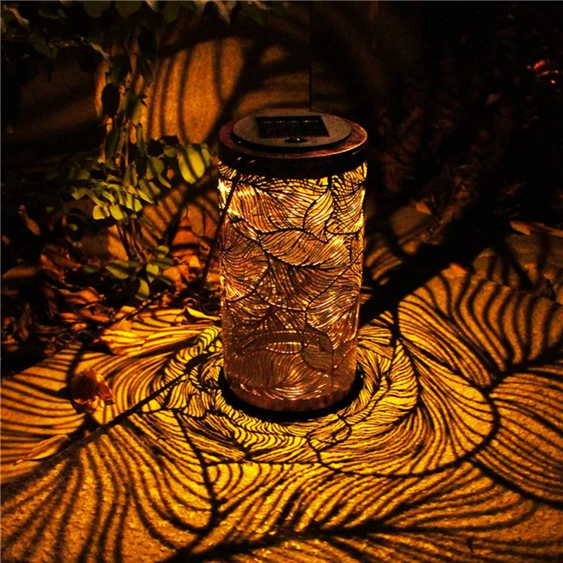 Solar Lantern Retro Garden Solar Lamp Hollowed Out Forest Shadow Lantern Hanging Lamp Lighting Outdoor Landscape Lamp-A21R