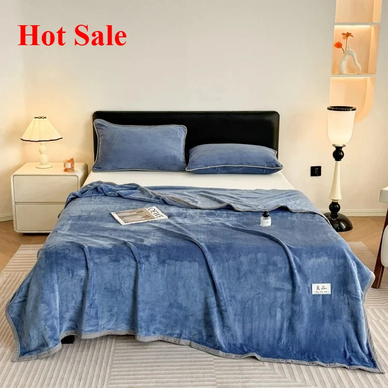 

Новое фланелевое одеяло 2025 года, повседневное офисное одеяло для сна, удобное и теплое однотонное молочное одеяло