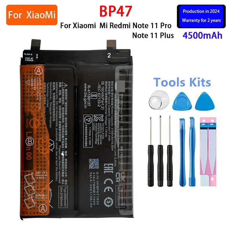 

2024 years Brand New BP47 4500mAh For Xiaomi Mi Redmi Note 11 Pro Note11+ Note 11 Plus Phone Replacement Batteries+Tools