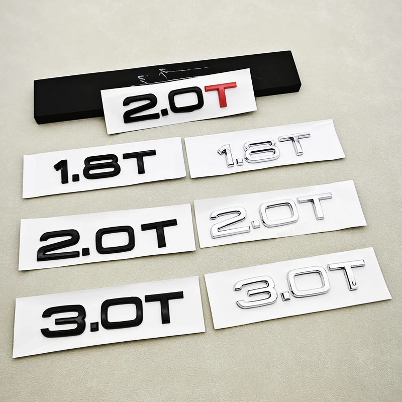 3D ABS Black 2.0T 1.8T 3.0T Logo Letters Car Rear Trunk Badge Emblem For Audi A4 A5 A6 A7 A8 Q3 Q5 Q7 Q8 Car Sticker Accessories