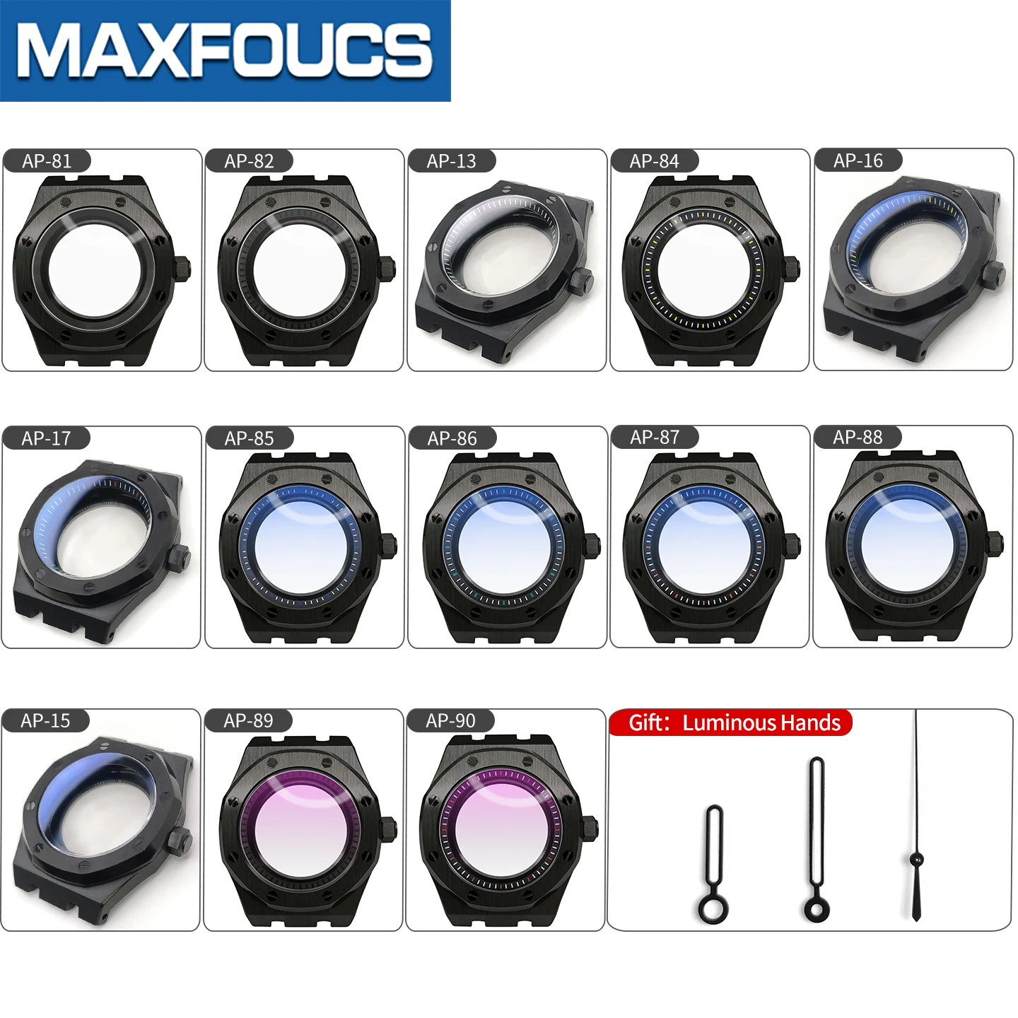 A.P. Stilvolles Uhrengehäuse MOD SKX NH35 NH36 4R36 Schwarze Edelstahlkrone Saphirglas Glänzend/Gebürstet Uhrengehäuse Kundenspezifische Teile – Detail 4