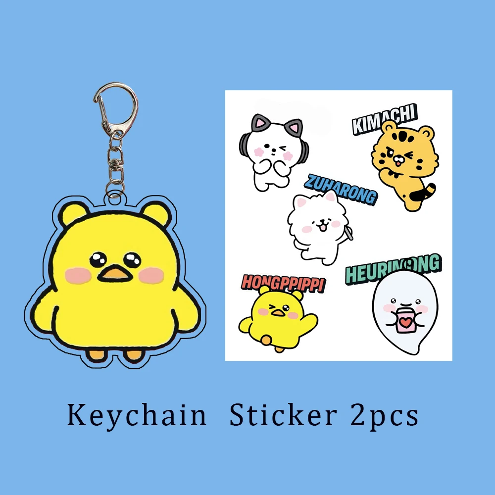 Kpop Idols KAZUHA CHAEWON Keychain Sticker 2Pcs/Set Cartoon Cute Acrylic Printing Pendant PVC Waterproof Self-adhesive Sticker